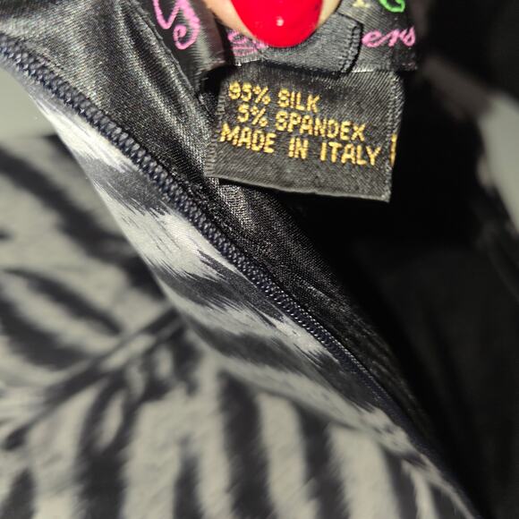 Girlfriend Italian Silk Zebra Skirt 90s Y2K Sequin Pencil Midi - Picture 7 of 11